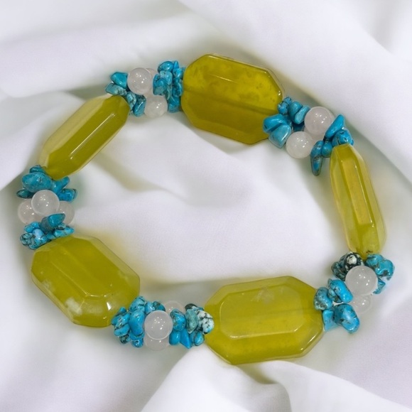 Vintage Beaded Agate and Turquoise Bracelet - Picture 1 of 2